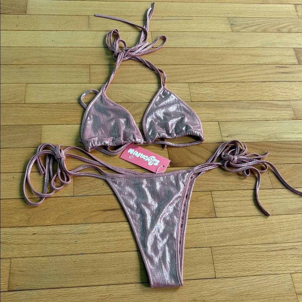 Waydamin Pink Shimmer Bikini Set